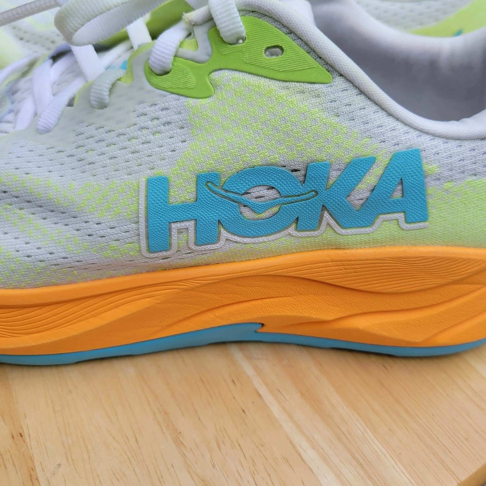 Hoka Rincon 4 Womens 10 B Running Shoes Walking Comfort White Orange Blue Lime